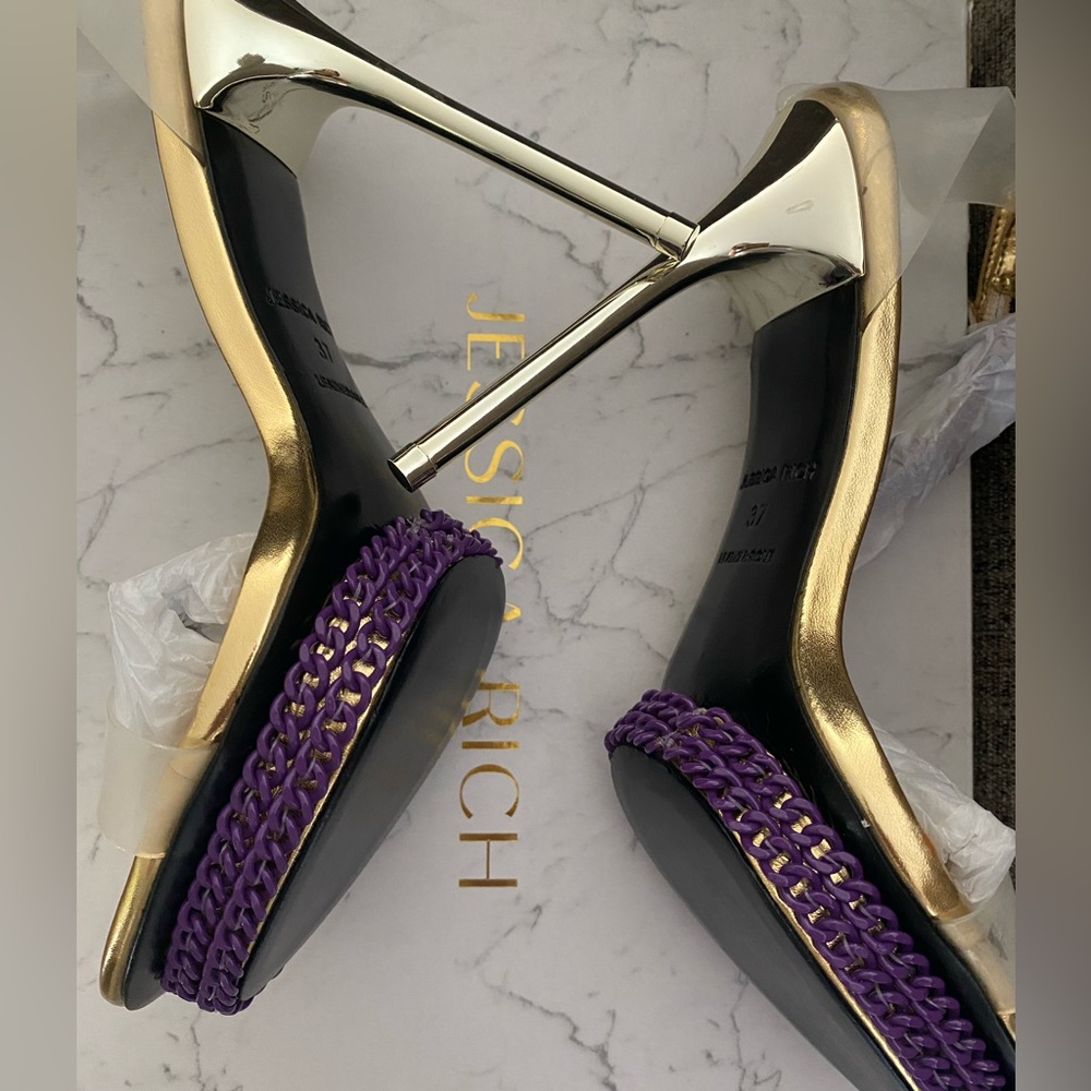 NWB Jessica Rich Gold and Purple Heels